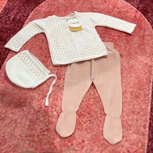 White and Pink Baby Knit Set